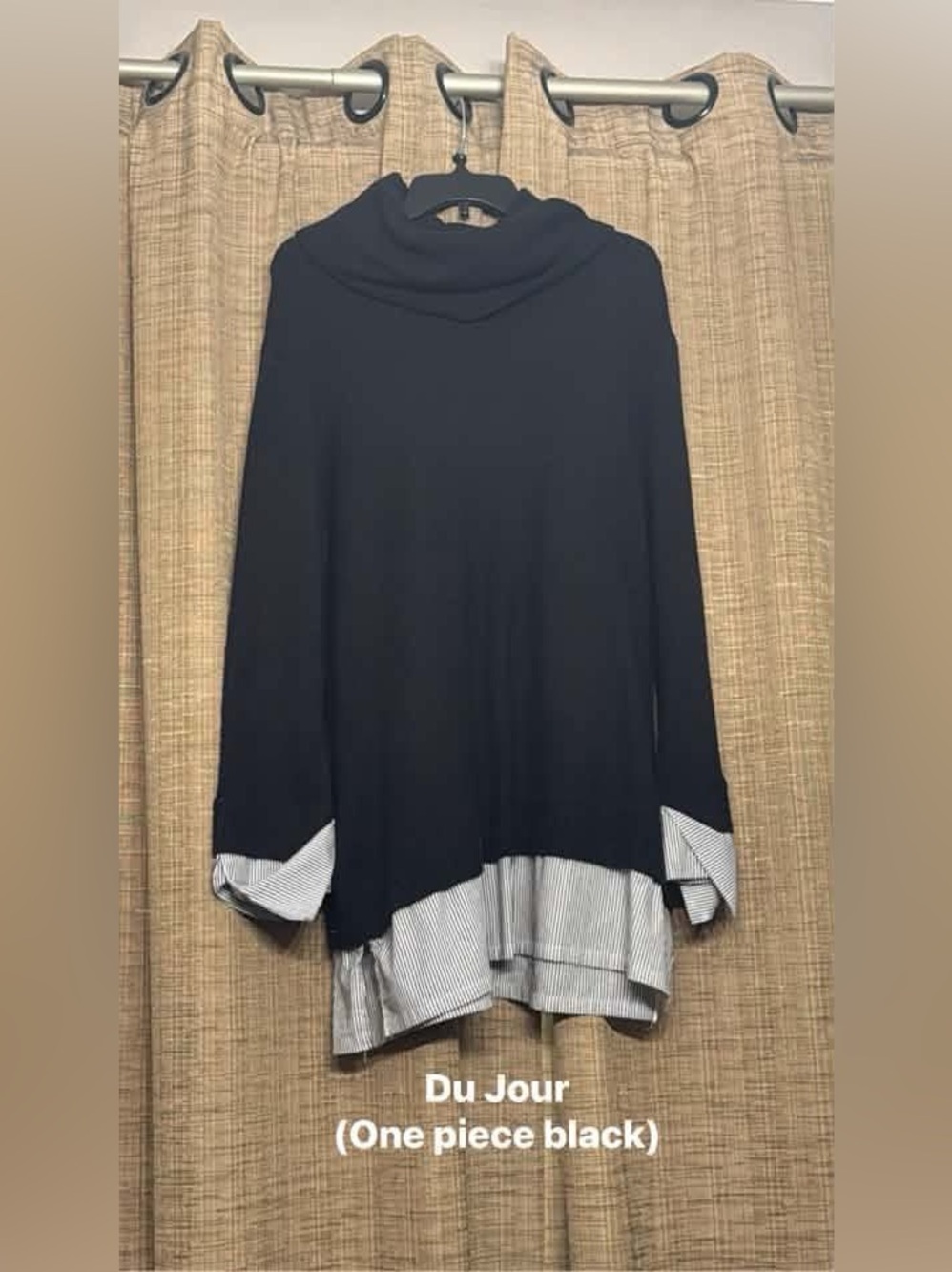 Du Jour Black Layered Hem Knit Shirt size 1XVGUC